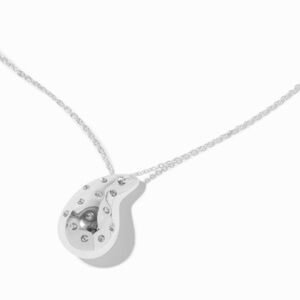 Claire's Silver-tone Bubble Teardrop Pendant with Faux Rhinestones Necklace